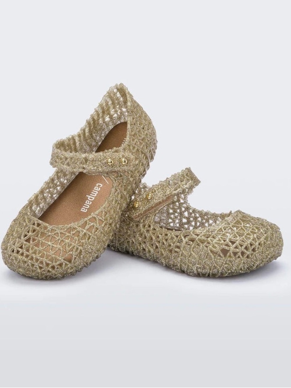 NWT MINI MELISSA Campana Baby Mary Jane Flats | Gold Size 9T MSRP $65